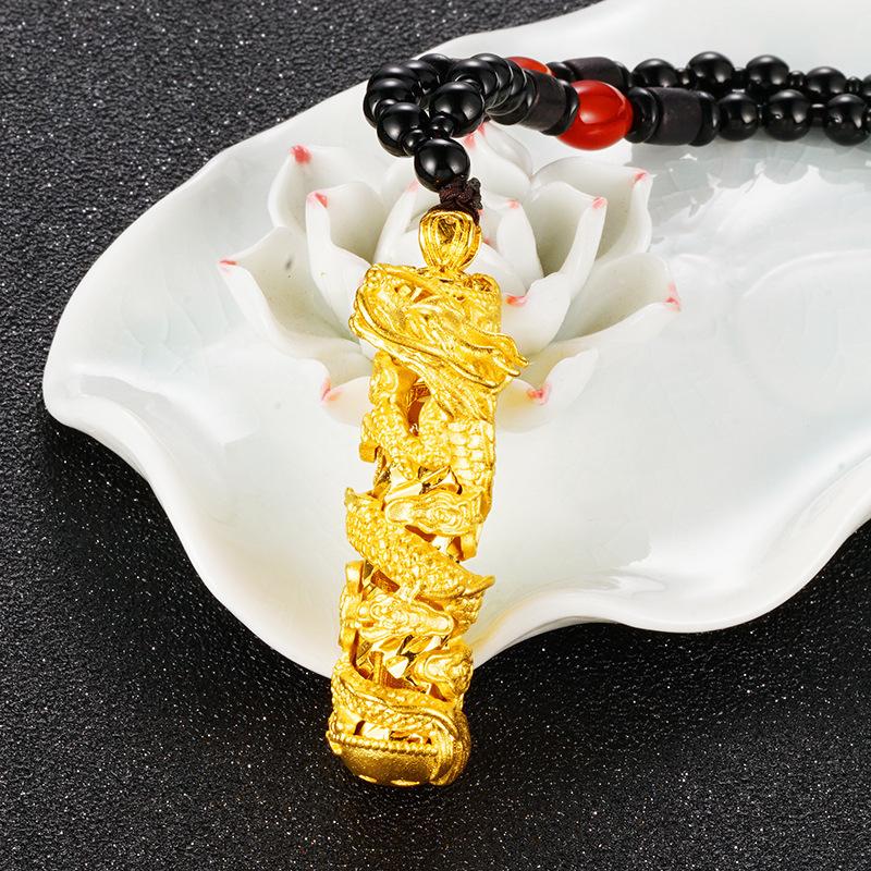 Men s and Women s 3D Dragon Pendant Dragon Pillar Men s Necklace Necklace Pendant 60CM(Necklace Long)