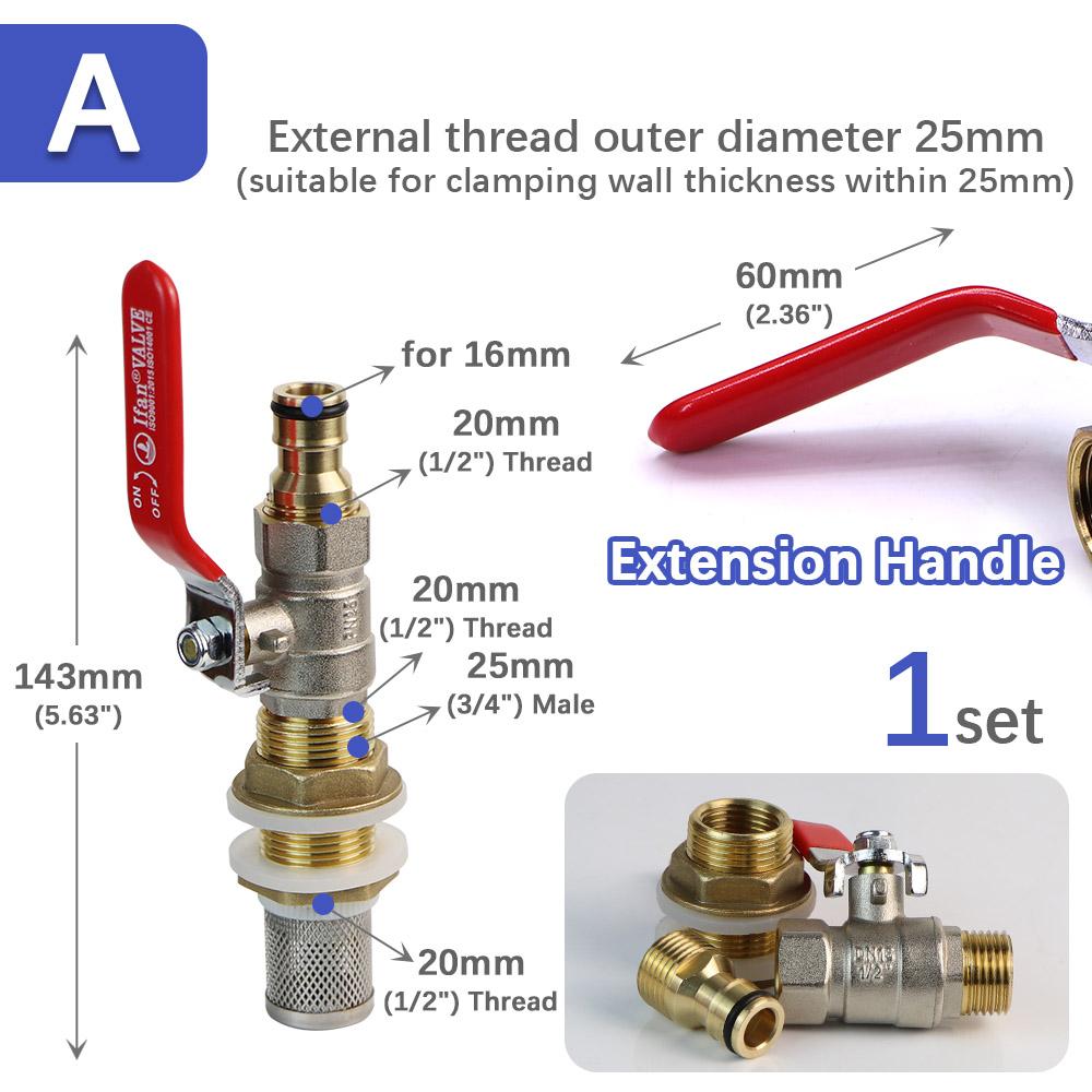 Brass Ball Valve Water Tank Joint Adapter 16mm Quick Connector Garden Irrigation Aquarium Fish Tank 304 Stainless Steel Filter