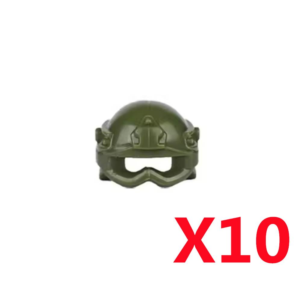 Military Building Block Figure Cap Tactical Helmet Alpha Motorcycle Lenses Gas Masks Flame Emitter Night Vision Device Gift Toys