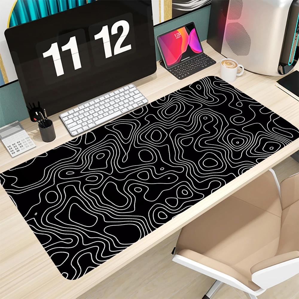 1 pezzo tappetino per mouse da gioco bianco e nero tappetino da scrivania grande per tastiera 31,5 x 11,8 pollici mappa del terreno adatto per gamer Tappetino per mouse lungo