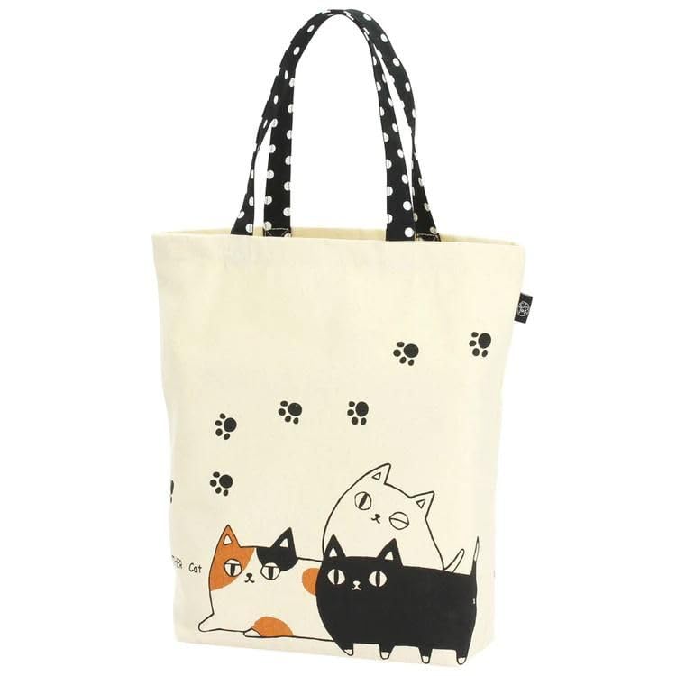 Ceramic Ai Large Tote Bag, Cat 3 Brothers, Eco Bag, Canvas, Handbag, Cloth Bag, Cat Design, ki-092a (3 Large Cats)