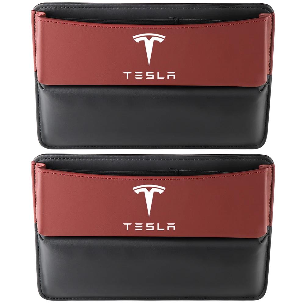 Car Sticker 2025 Hot 1/2Pcs Car Seat Crevice Storage Box Stowing Tidying Tools For Tesla Model 3 Y S X Roadster Juguete SpaceX C