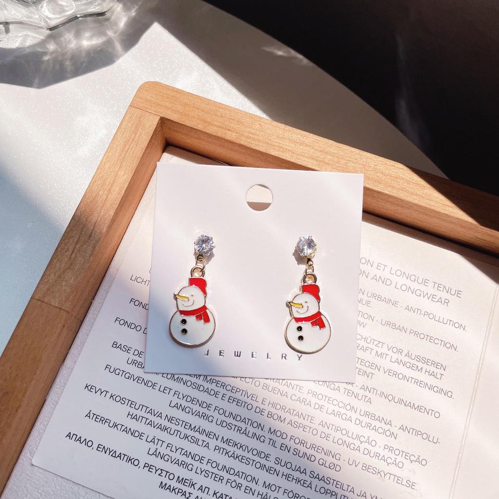 Cartoon Santa & Rentier Ohrstecker | Niedliche Weihnachts-Ohrringe aus S925 Silber für Mädchen