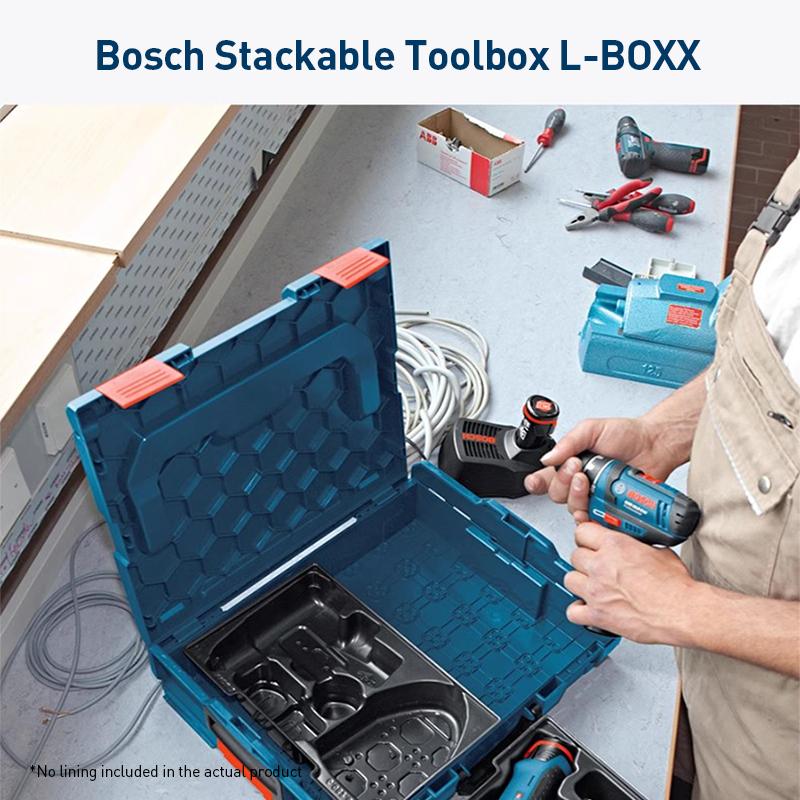 Bosch L-BOXX Series Stackable Toolbox Dual-handle Design for Easier Carrying Padlock Hole Design for Security and Theft Prevention