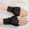 Women Short Arm Sleeves Lace Wrist Cuffs Bracelets Solid Black White Gloves Gothic Fingerless Gloves Bowknot  Glove