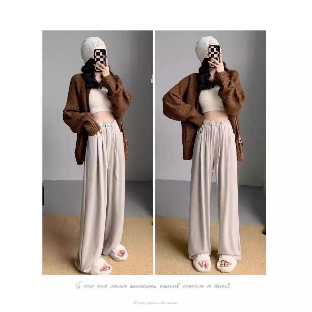 

Женские мягкие брюки-палаццо - Маленький размер, Повседневные, Драпированные прямые для весны и осени XL