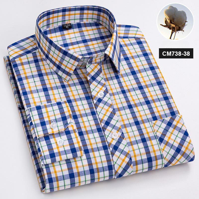 Neu im Hemd 100% Baumwolle Langarmhemden für Herren dünn slim fit formell einfarbiges Hemd karierte Designer-Oberteile Büro elegante Kleidung