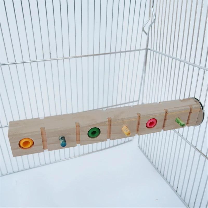 Papageien Sitzständer 19.5/29/33.5cm Holz Vogel Trainingsständer mit bunten kaubaren Perlen Multifunktions Haustier Vögel