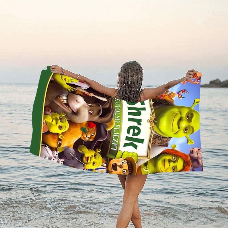 1pc Shrek4 Beach Towel, Beach and Seaside Swimming Pool Equipment, Fashion Pattern, Rectangular, Travel Essentials