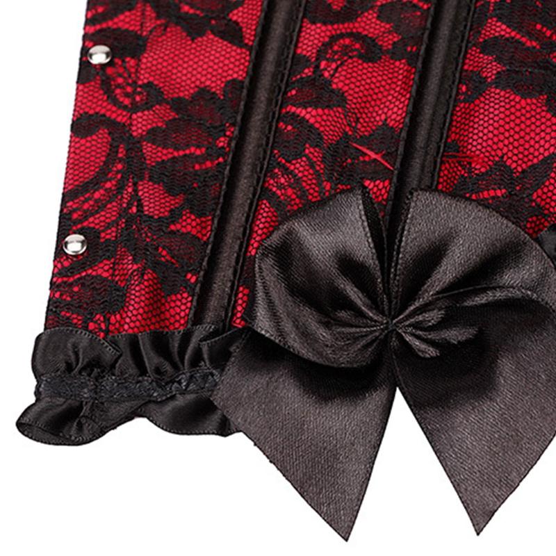Korsett mit entbeinter Taille, sexy Korsett für Damen mit Schnürung, Taillenkorsett mit entbeinter Taille, Blumenmuster, Brokat-Überbrustkorsett für Damen, Abnehmen