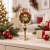 Clear Glass Christmas Wine Glasses Set of 6 with Raised Holiday Artwork and Six Different Scenes for Wine, Cocktails, Cocoa and Seasonal Entertaining