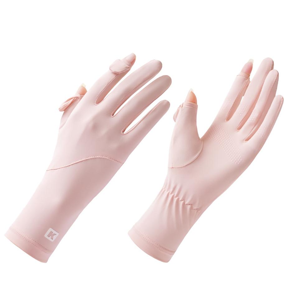 Summer Sunscreen Gloves Non Slip Touch Screen UV Protection Ice Silk Lengthened Wrist Sunscreen Riding Gloves