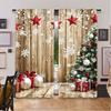 2Pcs Christmas Curtains Rustic Snow Christmas Tree Gifts For Christmas Party Decoration Suitable For Bedroom Living Room Dining