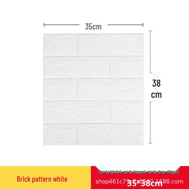 3D Brick Pattern Waterproof Foam Wallpaper - Self-Adhesive, Anti-Collision, Stereo Wall Sticker Decoration.