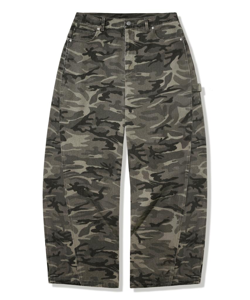 TRILLION Camo Wide Curved Cotton Pants_Light Khaki