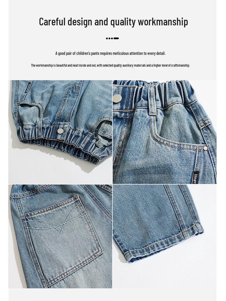 Boys' Spring & Autumn Straight Leg Cargo Jeans - Trendy Cool Style for 2026