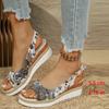 Fashion Fashion Printing Wedge Sandals for Women Summer 2025 Peep Toe Platform Sandles Woman Lightweight Non Slip Beach Sandalias Mujer