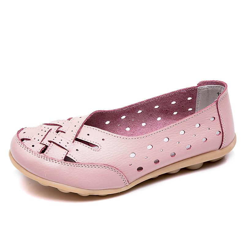 Fashion Women Shoes For Summer Flats Soft Leather Shoes Flat Slip On Loafers Women Casual Shoes Breather Moccasins Nursing Size 44