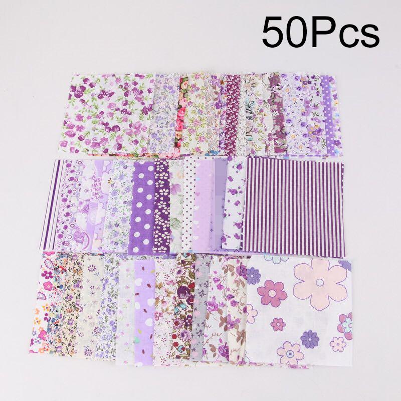 50Pcs Sewing Quilting Fabric 10*10cm Floral Printed for Patchwork Needlework Floral Fabric DIY Handmade Material Cotton Cloth