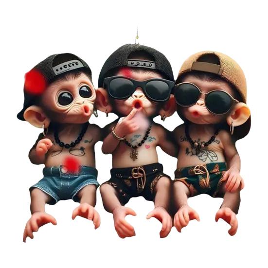 Car Pendant Cartoon Pouting Monkey Charm Acrylic Pendant Lightweight 2D Backpack Auto Accessory Car Decoration