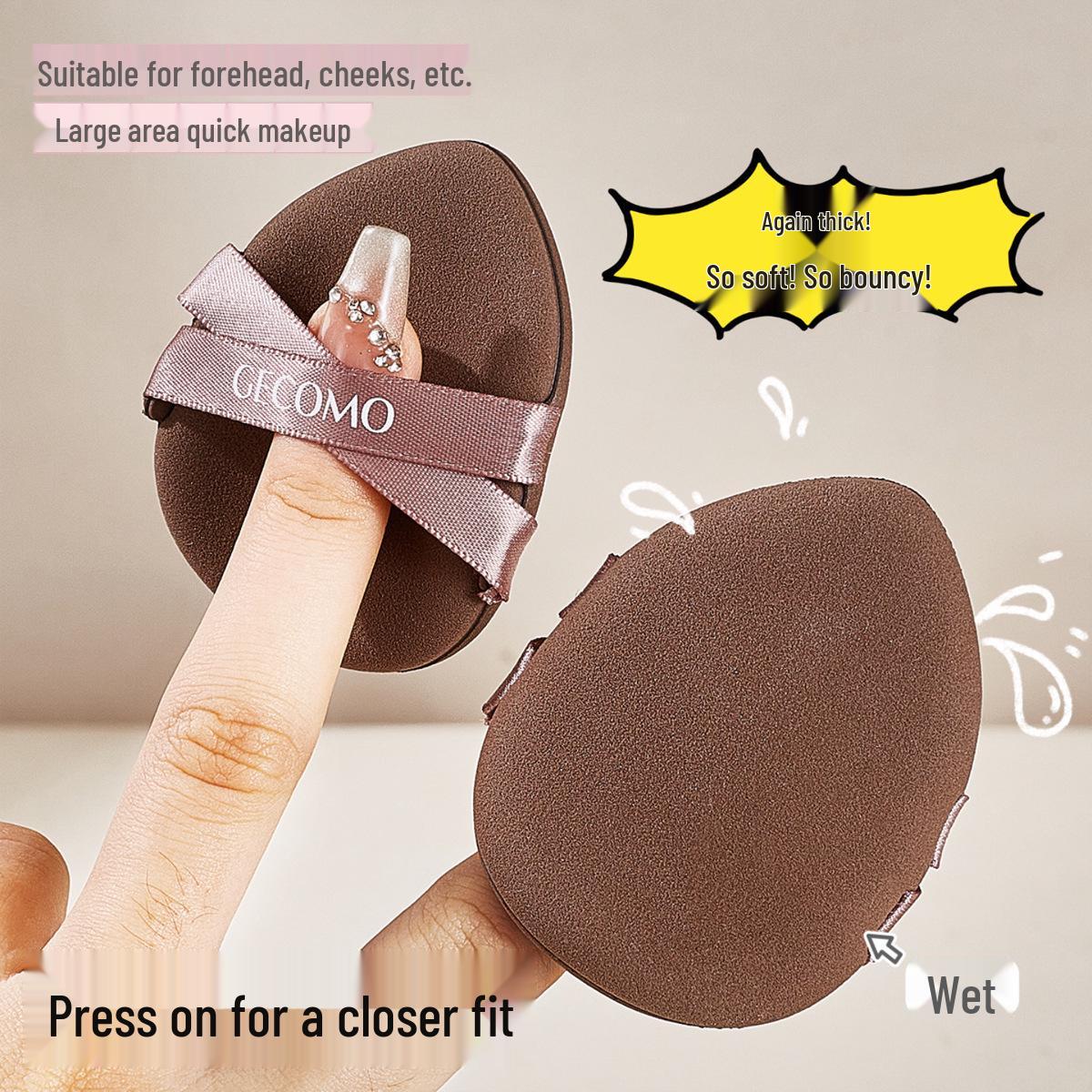 GECOMO Super Soft Flocked Powder Puff Set for Dry & Wet Use - Q-Bounce Setting Sponge & Loose Powder Cushion Puff.