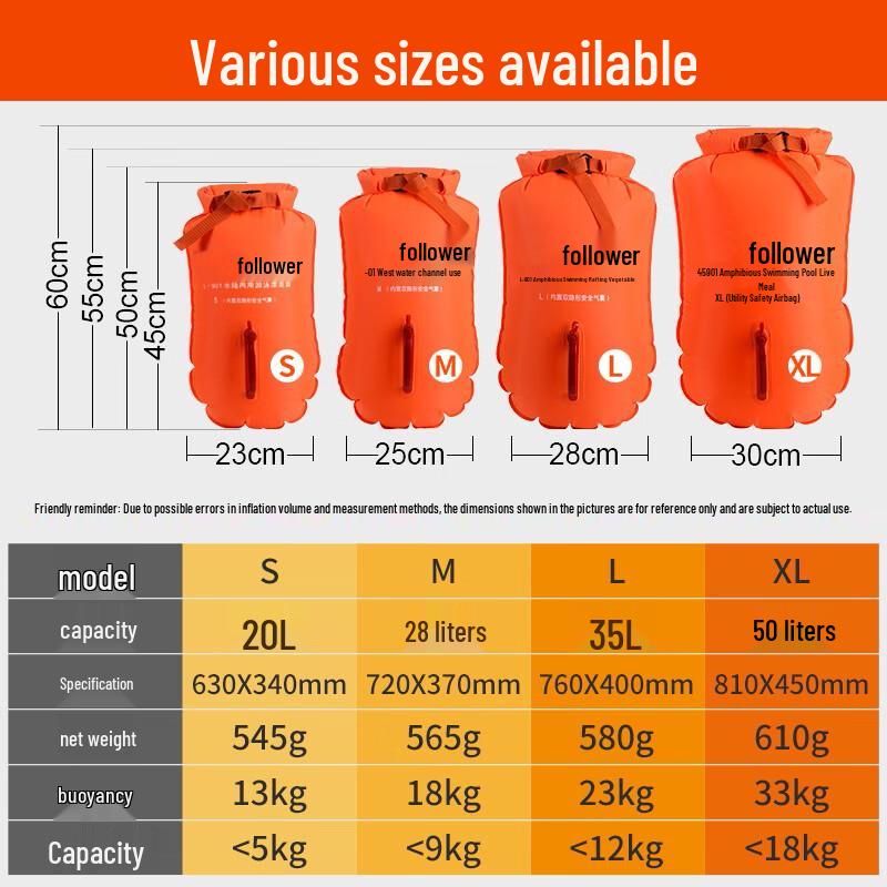 Xujian Adult Double Airbag Safety Swim Buoy Bag