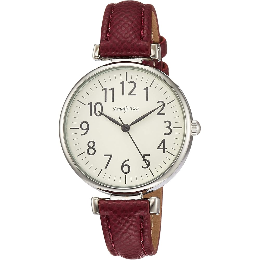Alias Amalfi Dia Analog Waterproof Watch White Dial Leather Strap Women s Red