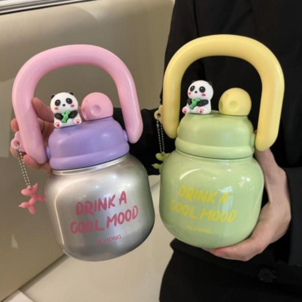 With Straw Insulated Water Bottle Large Capacity Office Double Drink Cup  Kid