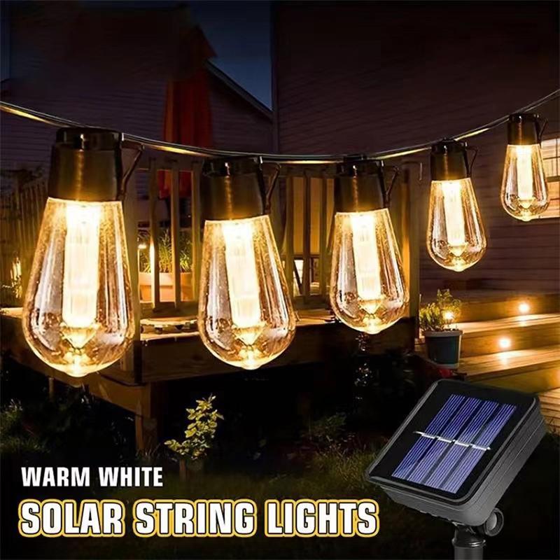 Solar Lichterkette LED Außen IP65 Wasserdicht Edison Glühbirne Retro Vintage Weihnachtsgirlande Gartendekoration Party Feenlicht