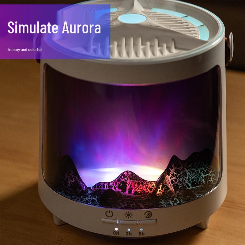 Aroma difuzér Aurora: Sedmibarevné světlo, Tichý zvlhčovač, Kroužkový ventilátor s medúzou, Difuzér vůně, Ideální dárek do ložnice