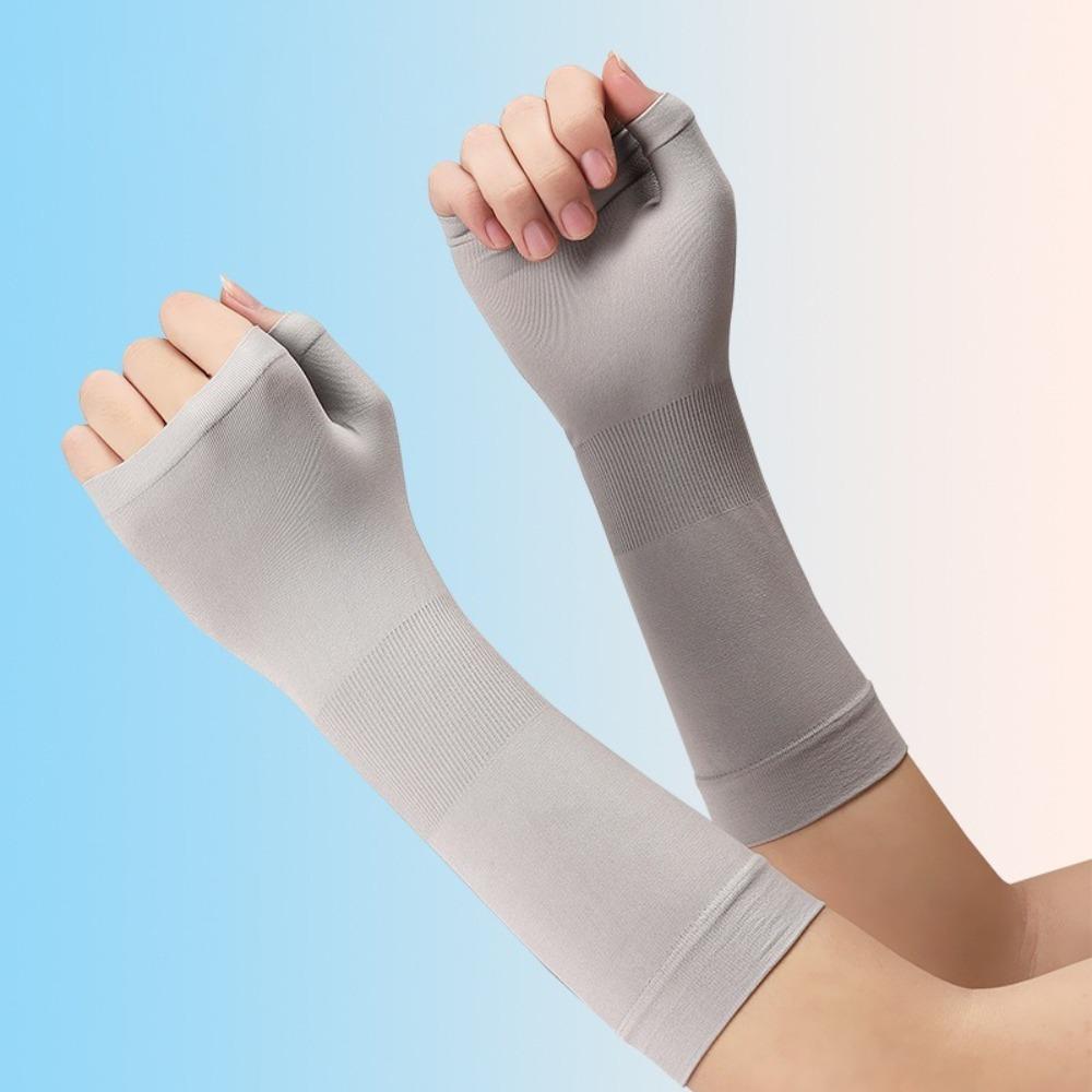 Elastic Sunscreen Gloves Solid Color Driving Mittens New Ice Sleeves  Outdoor Sports