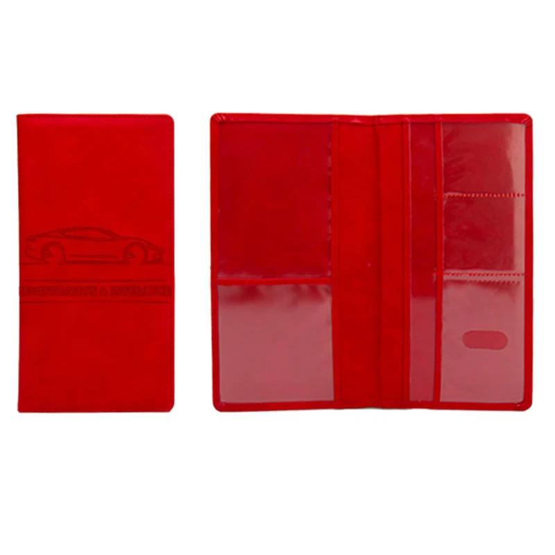 Car Registration Insurance Holder Men Driving License Cover Auto Documents License Storage Bag Credit Card Wallet красный