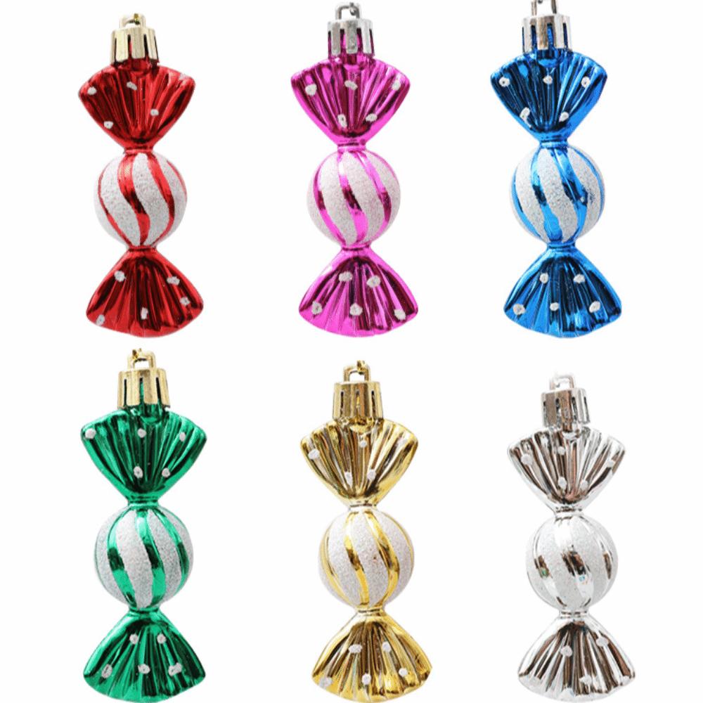 6Pcs Decorative Xmas Tree Hanging Decorations Multicolor Christmas Candy Pendants New Year