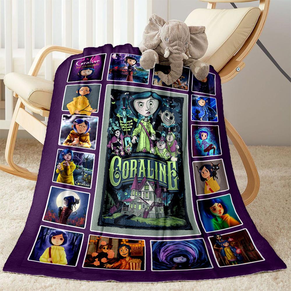 Coraline's Magical Adventure Flannel Blanket-Soft and Suitable for Sofas,Beds,Offices,Travel,All Seasons,Great Gift for Holidays and Birthdays.