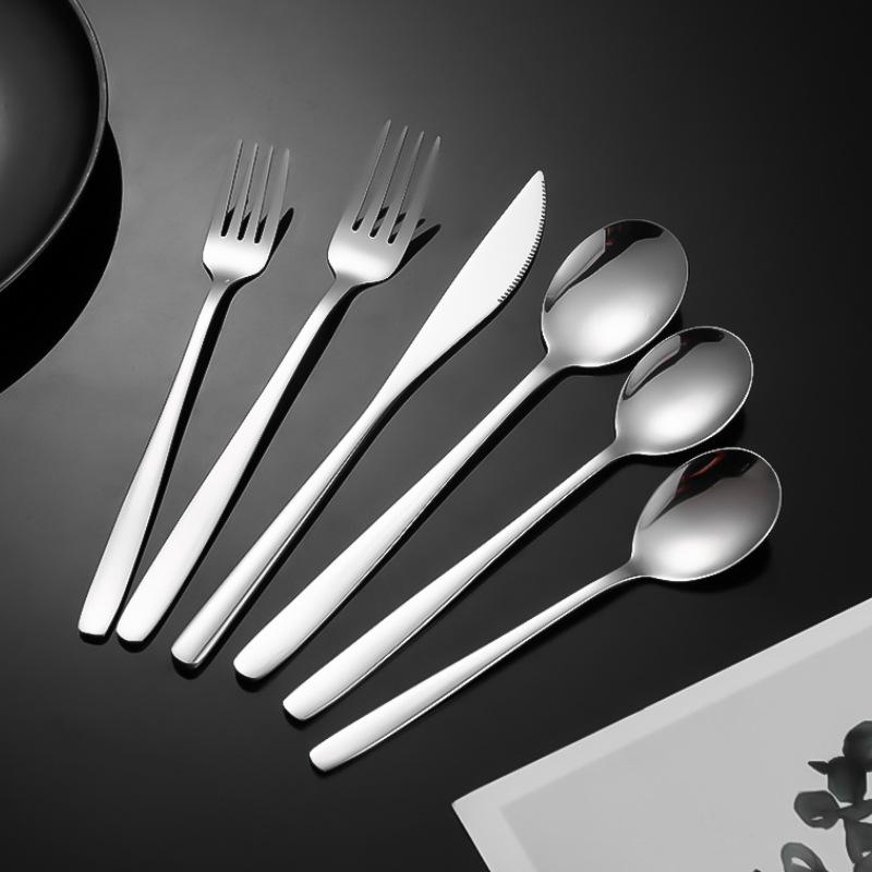 Korean Style 304 Stainless Steel Cutlery Set: Dinner Knife, Ice Spoon & Fruit Fork for Home & Hotel