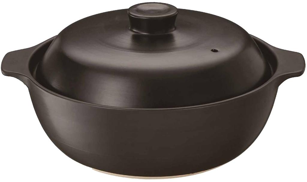 Ishigaki IH Open Fire Earthenware Pot Modern Size 6 4375 & Compatible, Spill-resistant (for 1-2 People)