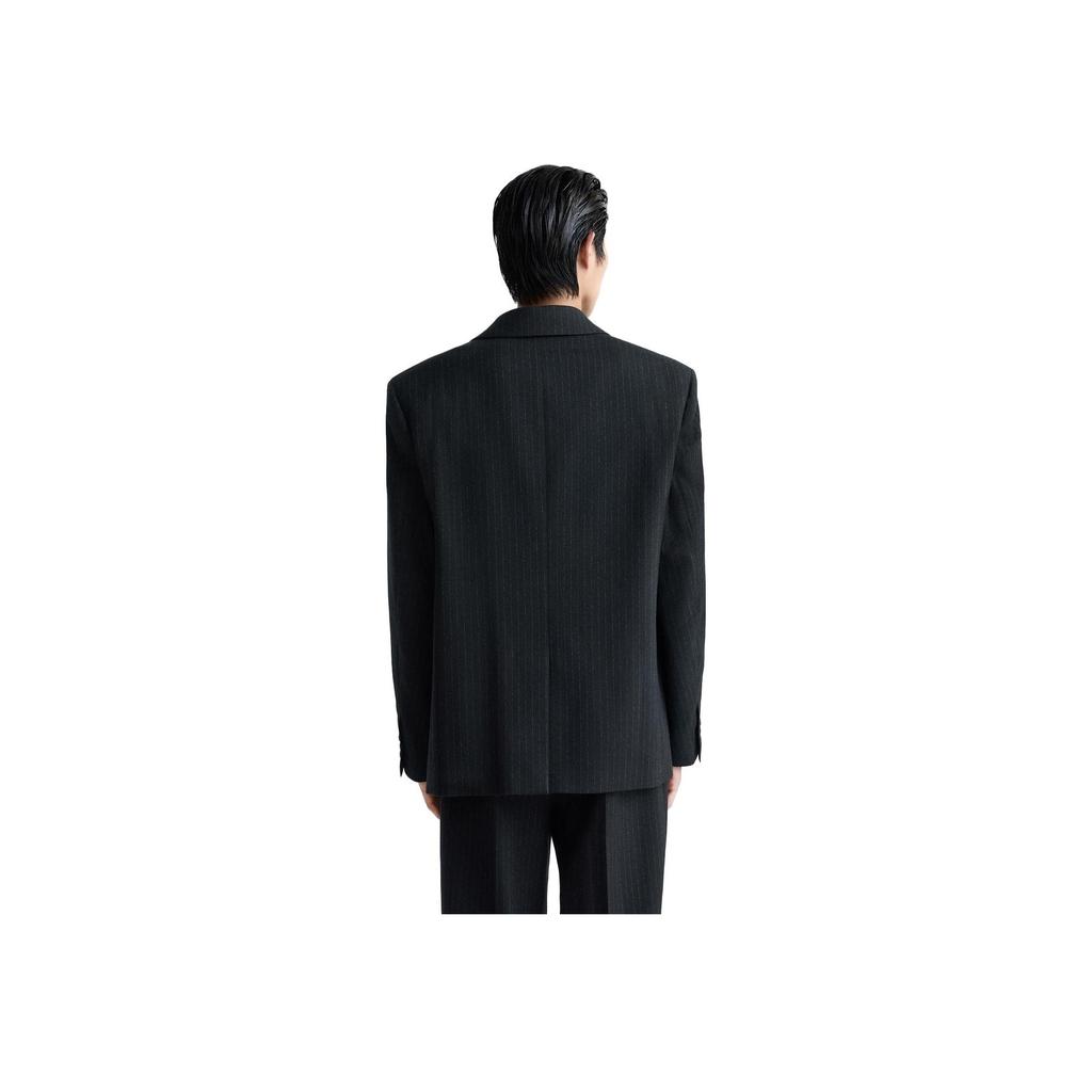 Zara Solid Color Regular Single Breasted Striped Suit Men suits Black 06536833800-33