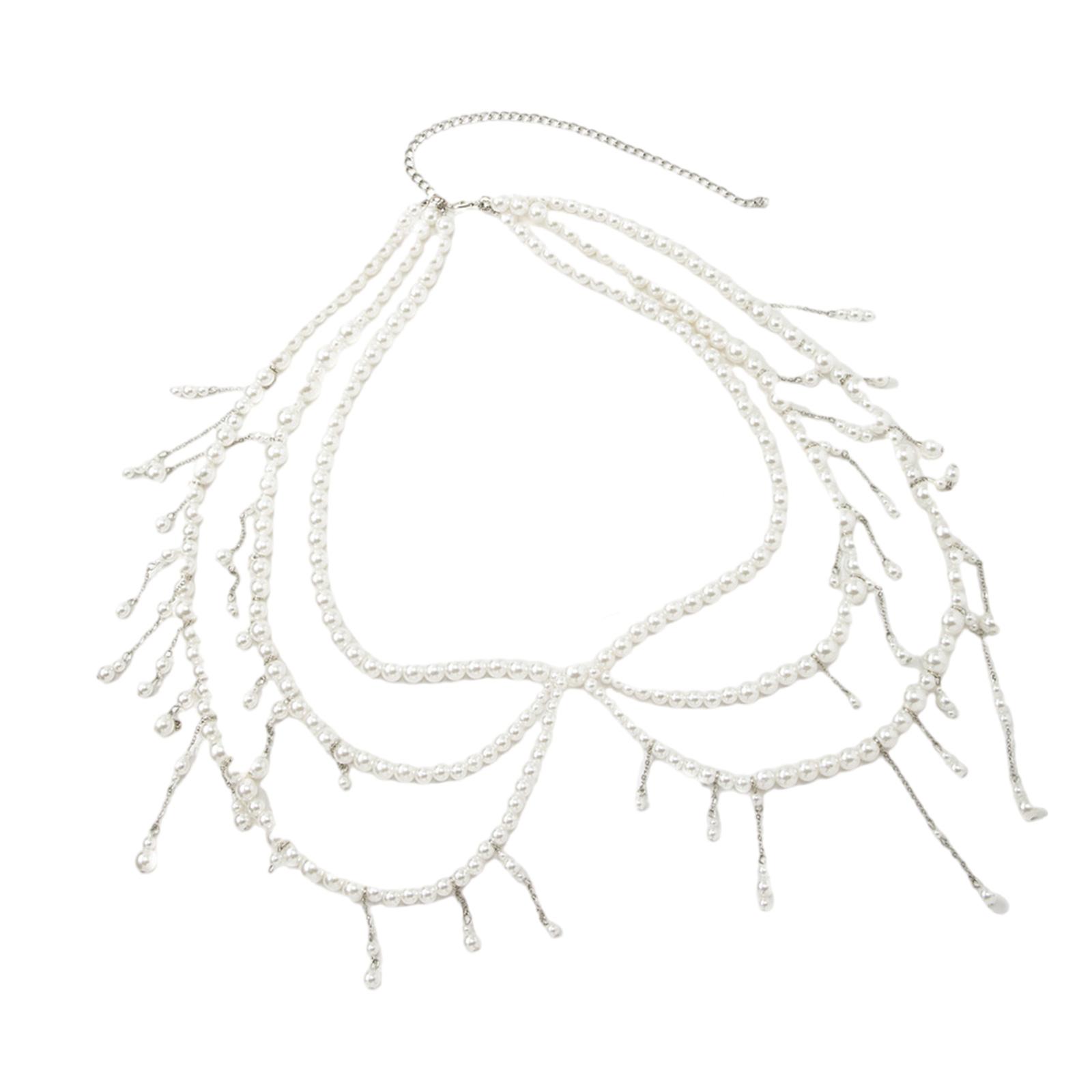 

Adjustable Artificial Pearls Waist Chain With Tassels Belly Chain For Night Event Dresses and Special Occasion Outfit 1
