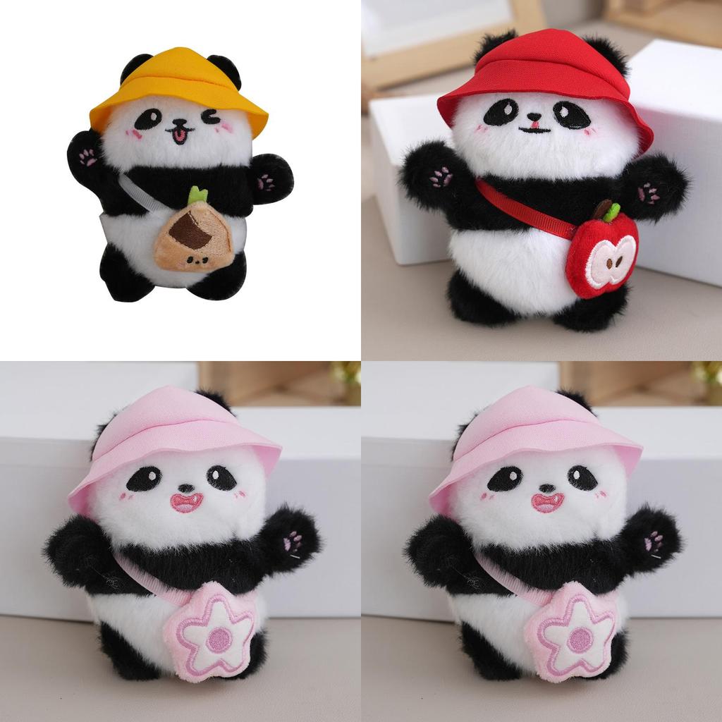 Lovable Tiny Plush Panda Backpack Keychain Colorful Cute Stuffed Toy Charm