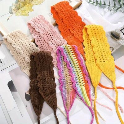 Haimeikang Bandă de Păr Croșetată Nouă Femei Eșarfă Culoare Solidă Tricotat Banderole Bandane Largi Elastice Accesorii de Modă