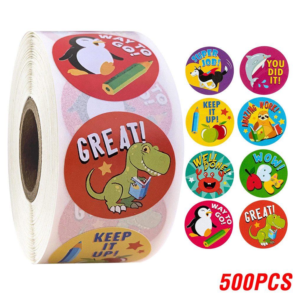 100-500pcs Encouragement Sticker Reward Stickers Roll For Kids Motivational Stickers With Cute Animals For Students Teachers