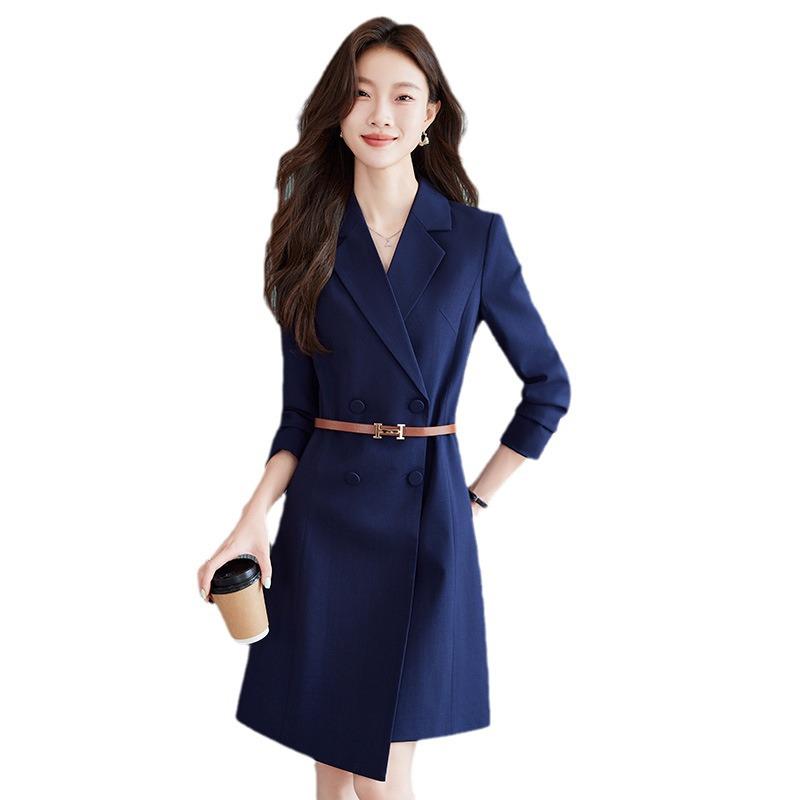High-End Women's Suit Dress for Spring/Autumn: Elegant, Professional Formal Wear for Teachers, Speakers, and Hosts.