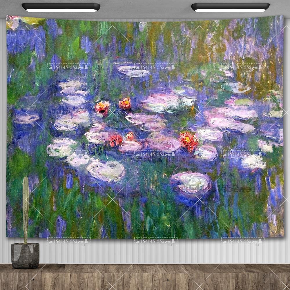 Claude Monet Lilia Wodna Obraz Olejny Gobelin Wiszący na Ścianie Estetyczny Wystrój Pokoju Dzieło Sztuki Gobelin Krajobrazowy Dekoracja Sypialni