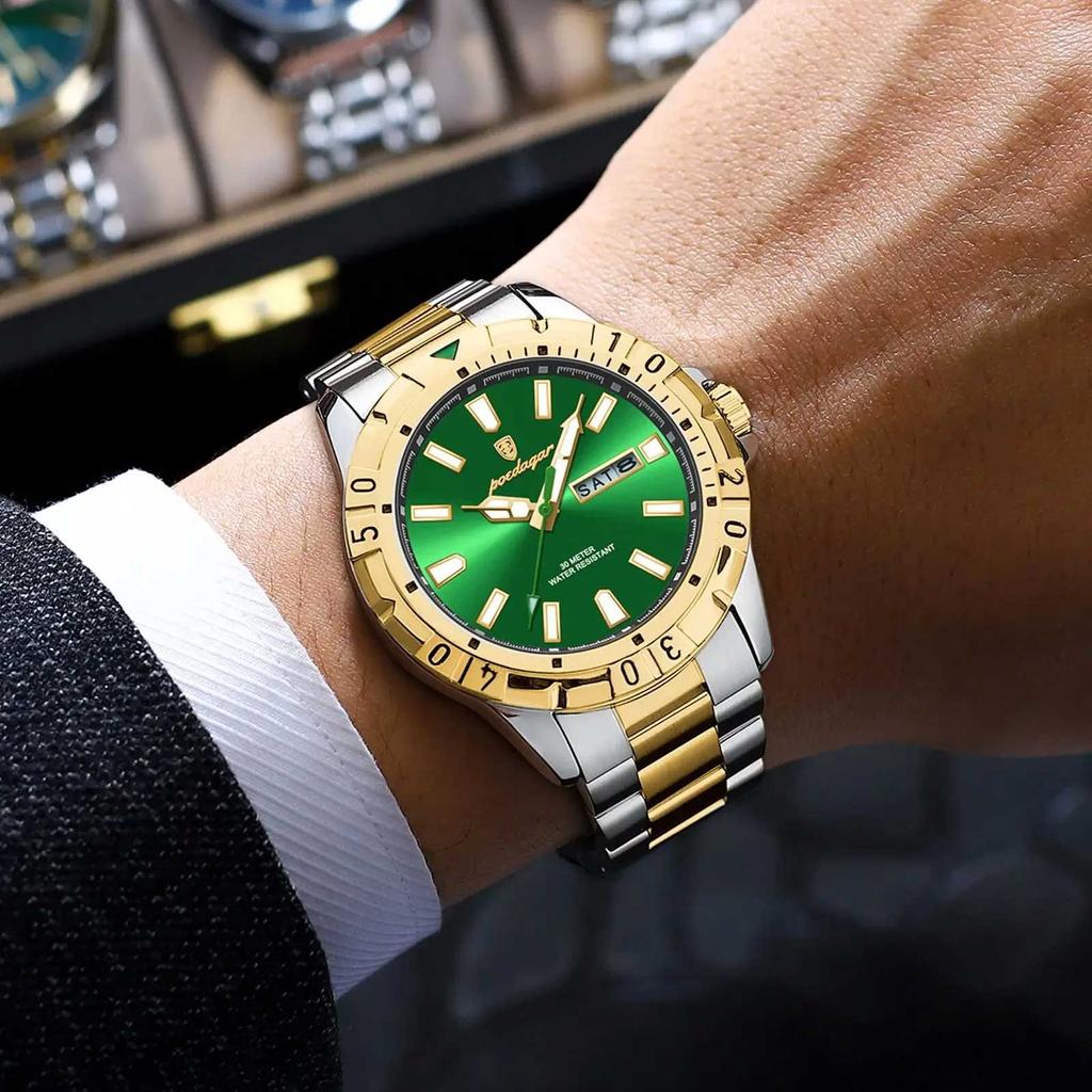 New Arrival  Luxury Stainless Steel Men Quartz Watches Waterproof Luminous Date  Watch for Men