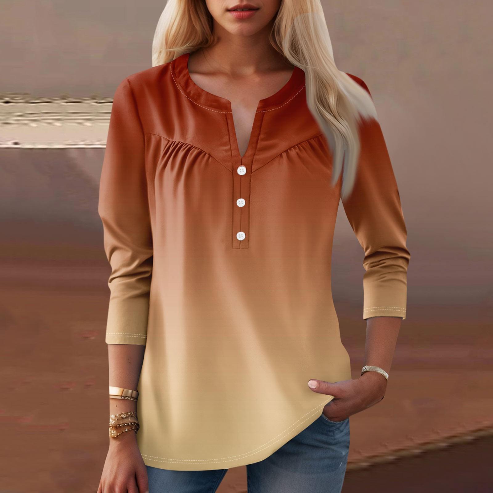 

Женская мода повседневный топ с длинным рукавом и круглым вырезом с цветочным принтом XXXL оранжевый