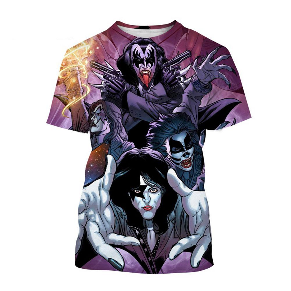 Новые футболки Rock Kiss Band с 3D принтом для мужчин и женщин, футболка с короткими рукавами и круглым вырезом, уличная одежда, большие детские топы в стиле Харадзюку, футболки, одежда 6XL