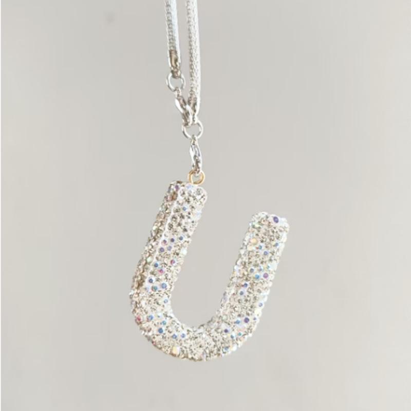Rhinestone Bow Polymer Clay Car Rearview Mirror Hanging Ornament