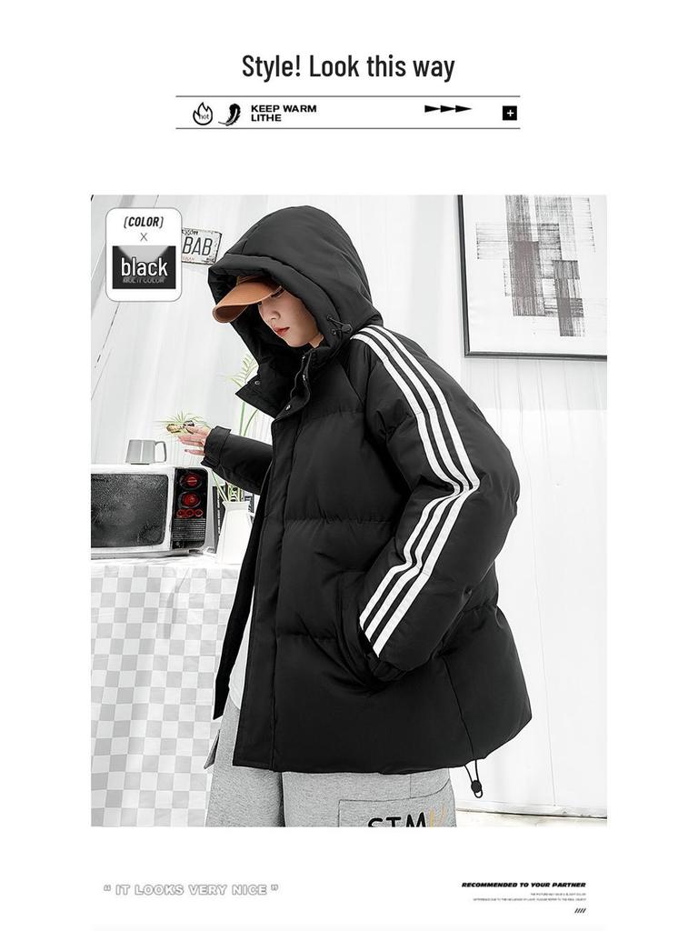 Stilvolle Herren Winter Daunen-Baumwolljacke mit Kapuze - Trendige, Warme, Dicke, Locker geschnittene Outerwear im Hong Kong Stil für Paare.