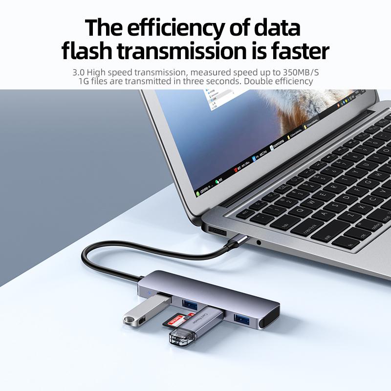Aluminum Alloy 4 In 1 Type C USB Hub Adapter Usb 3.0*4 Port Usb Adapter
