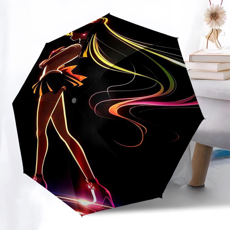 Neon, Anime Themed Automatic Opening and Closing Umbrella, Compact Travel Umbrella, Lightweight and Portable, Suitable for Beach Commuting B